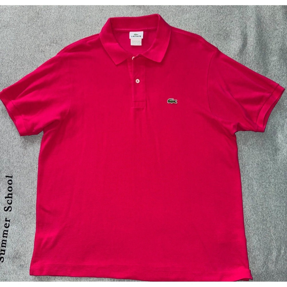 Lacoste Shirt Mens Red Polo Alligator Preppy Classic Streetwear Slim Fit Sz 7